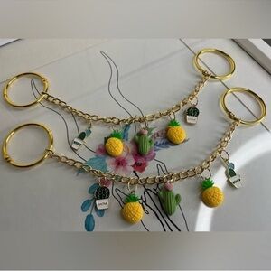 Croc Charm Chains Gold Cactus/Pineapple Handmade